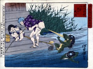 Yodo Gawakré: duch řeky hádající na zadku (Kappa) od Tsukioka Yonejiro od Tsukioka Yoshitoshi