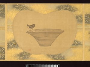 Album vějířovitých obrazů postav, ptáků a květin od Tsunenobu Kano