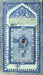 Dlaždice s Velkou mešitou v Mekce (podglazurované fritware) od Turkish School