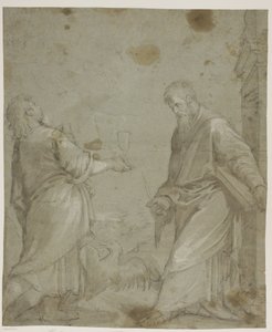 Svatý Jan Evangelista a Bartoloměj z „Cassola altarpiece“ Jacopa Bassana od Ubekendt Ubekendt