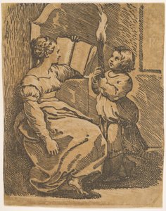 A Sybil čte doprava, ca. 1517-18. od Ugo da Carpi