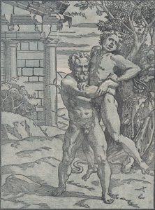 Herkules a Antaeus, ca. 1517-18. od Ugo da Carpi