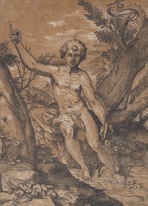 Mladý svatý Jan Křtitel v poušti, ca. 1520-27. od Ugo da Carpi