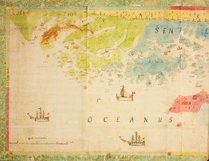 Mapa z mapové sbírky Národní knihovny. Mapa je zveřejněna v ručním znamení () a ukazuje Trøndelag, Nordland, Troms, pobřeží, námořní mapu od Ukjent tegner