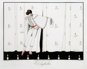 Brighella, z edice „Masky a postavy italského divadla“ Le Journal des Dames et des Modes, vyryl Henri Reidel (fl.1914-20) 1914 (barevně lito)