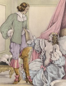 Brunelleschiho ilustrace pro Contes et Nouvelles de La Fontaine (barevná litografie)