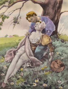 Brunelleschiho ilustrace pro Contes et Nouvelles de La Fontaine (barevná litografie)
