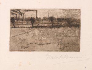 Krajina s průmyslovými závody od Umberto Boccioni