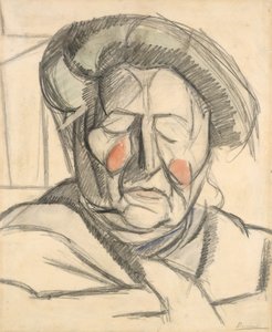 The Artists Mother, 1915 (grafit a akvarel omývá papír) od Umberto Boccioni