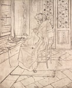 Umělcova matka háčkování, 1907. od Umberto Boccioni