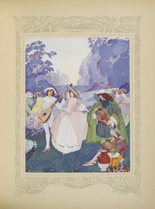 Za zvuků fléten a dud tančili pastýři a pastýřky, ilustrace z 