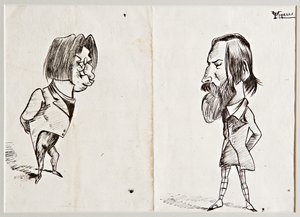 Karikatury (indická tuš na papíře) od Umberto Tirelli