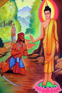 20151029, Vientiane, Laos: buddhistický chrám Wat Si Muang (Simuong). Obraz zobrazující životní příběh Buddhy Šákjamuniho od Unbekannt
