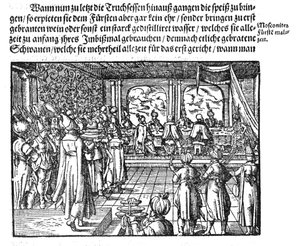 A jídlo pro cara z Die Moskouitische Chronica od S. Herbersteina, 1579 od Unbekannt