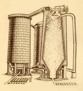 Sada moderních vysokých pecí zobrazená v řezu, c1930. od Unbekannt