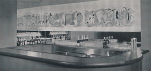 Nástěnná malba koktejlového baru z vyřezávaného a smaltovaného linolea v hotelu Berkeley, Montreal, 1942 od Unbekannt