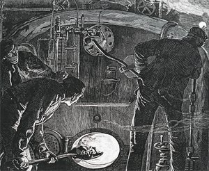 Řidič a hasič ve vlaku. od Unbekannt