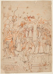 List ze série Baramasa: měsíc Jyestha květen-červen, Krišna sleduje Gopíe..., c. 1760. od Unbekannt