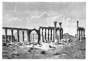 Zničená kolonáda v Palmyra Tadmur, Sýrie, 1895 od Unbekannt