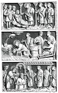 Triptych o léčebném díle svatého Remyho, biskupa z Remeše, 11. století 1870 od Unbekannt