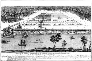 Pohled na město Savannah, v kolonii Georgia, Jižní Karolína, 1741, c1880 od Unbekannt