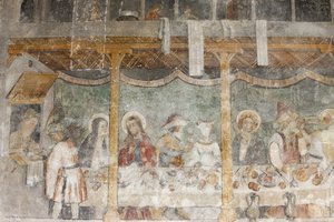 Freska kostela opatství Abondance: svatba v Cana, Abondance, Francie od Unbekannt