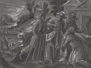 Abraham Enterifying the Angels [verso], c. 1600. od Unbekannt