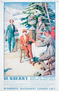 Reklama na zimní sportovní šaty Burberry odolné proti sněhu a větru, 1928 od Unbekannt