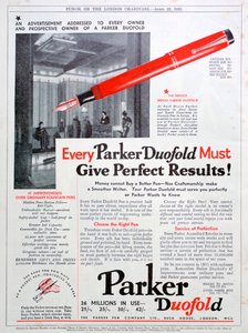 Reklama na pera Parker, 1931 od Unbekannt