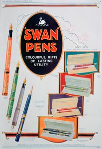 Reklama na pera Swan, 1928 od Unbekannt