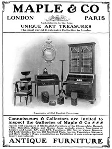 Reklama na společnost Maple & Co of London, prodejce starožitného nábytku, 1901 od Unbekannt