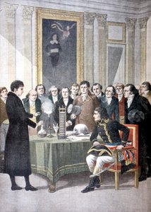Alessandro Volta, předvádějící svou pilotovou baterii Napoleonovi, c1800 1901 od Unbekannt