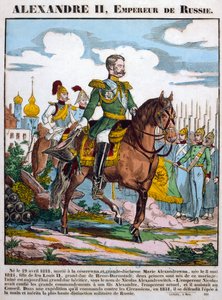 Alexandr II., ruský car, kontrola vojsk, c1855 od Unbekannt