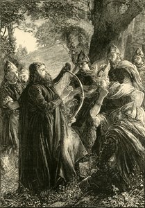 Alfred Veliký, převlečený za harpera, Hraní před Guthrumem, 878, 1890. od Unbekannt