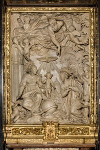 Oltář svatého Josefa nebo Oltář Svaté Rodiny, Vysoký reliéf, Giacomo Bertesi 1668, Katedrála Santa Maria Assunta, Katedrála, Cremona, Lombardie, Itálie (foto) od Unbekannt