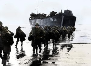 Americké jednotky se vyloďují do písků Normandie, 1944 od Unbekannt