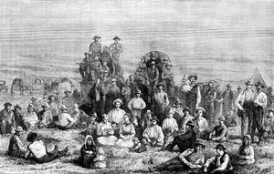 Tábor konvertitů mormonů v poušti, c1846 c1880 od Unbekannt