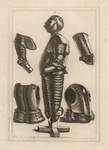 Starověký oblek světlé zbroje pro Johna de Courcy, hraběte z Ulsteru 1, a pauldron, garde-brass, avant-brass nebo vambrace vévody z Monmouthu 2 od Unbekannt