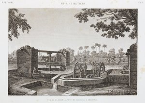 Animal Power Wheel a kbelíkový zavlažovací systém, Egypt, c 1798 od Unbekannt