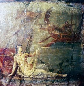 Ariadna opuštěná Théseem, římská nástěnná malba z Herculanea, 1. stol od Unbekannt