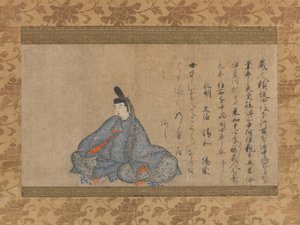 Ariwara Narihira 825-880... Fujifusa verze Třiceti šesti nesmrtelných básníků, 1. polovina 15. stol. od Unbekannt