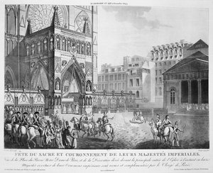 Příjezd do Notre Dame, 2. prosince 1804, 19. století od Unbekannt