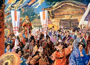 Umělecký dojem z Yorimota, japonský válečník 12. století, 20. století od Unbekannt