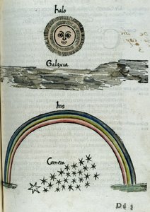 Astronomie 16e siecle: le halo du soleil, la voie lactee, un arc en ciel et une comete od Unbekannt
