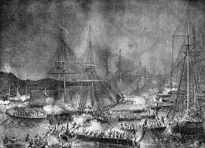 Útok na francouzskou invazní flotilu v Boulogne, Francie, 15.-16. srpna 1801 1882-1884 od Unbekannt