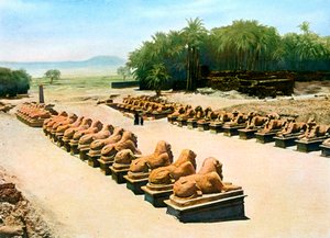 Alej sfing s beraními hlavami, chrám Amun-Re, Karnak, Luxor, Egypt, 20. století od Unbekannt