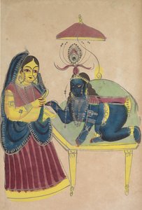 Dítě Krišna žádá máslo z Yashoda, 1800s. od Unbekannt
