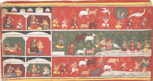 Bakasura, démon jeřába, přijíždí do Brindavanu... rozptýlená Bhagavata Purana..., ca. 1700. od Unbekannt