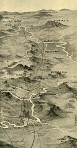 „Balónová mapa znázorňující bitvu u Pieters a reliéf Ladysmith“, 1900. od Unbekannt