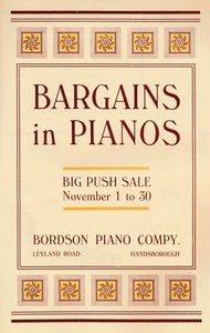 Výhodné nabídky klavírů – reklama Bordson Piano Company, 1916 od Unbekannt